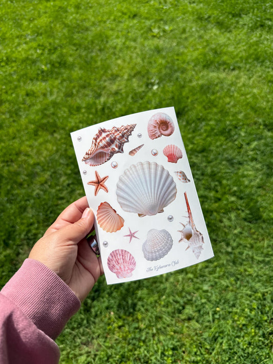 Seashell Sticker Sheet | Coastal Scrapbook Stickers | Beach Shell Ephemera | Ocean Journal Stickers | Summer Junk Journal Supplies